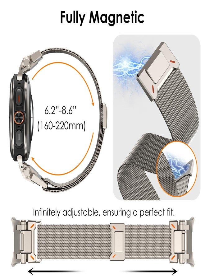 NewWays Milanese Loop for Galaxy Watch Ultra (2025) Bands 47mm for Men Magnetic Strap Stainless Steel Connector Military Rugged Galaxy Watch Ultra Bands, Titanium - Image 5
